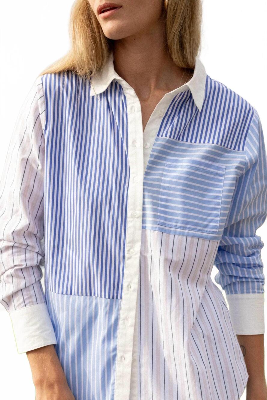 NEW THE SHIRT the boyfriend shirt in blue multistripe
